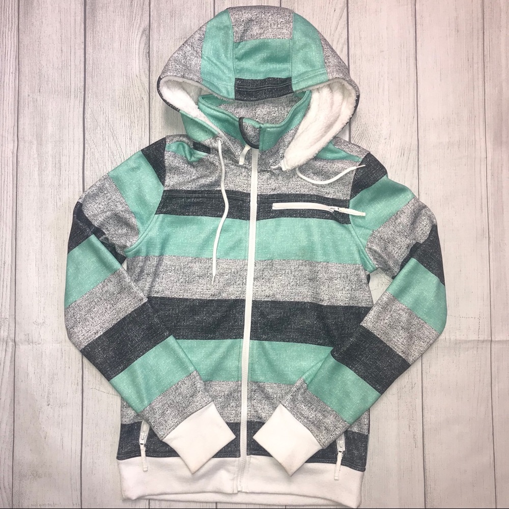 Empyre Mint and Gray Striped Tech Fleece
